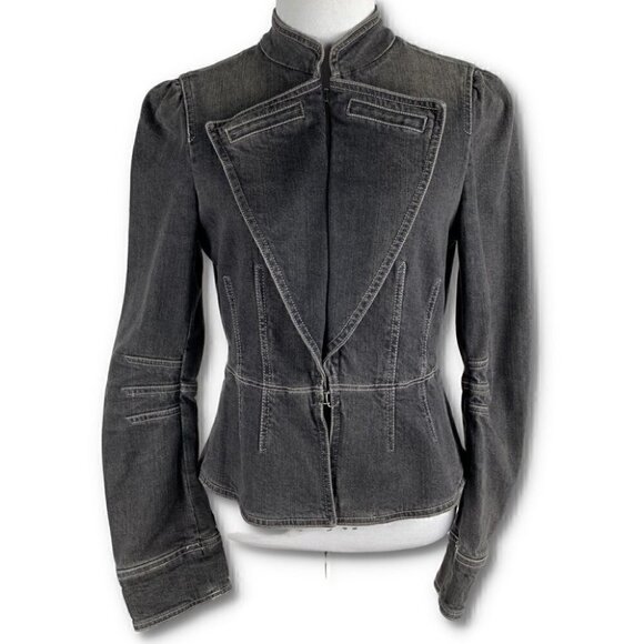 Marc Jacobs denim jacket size 4 charcoal gray steampunk rock vintage 90s Y2k - Picture 1 of 9